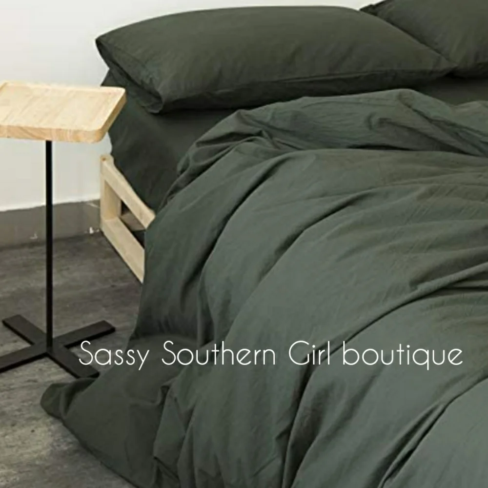 🆕⭐Boho army green cotton duvet cover set